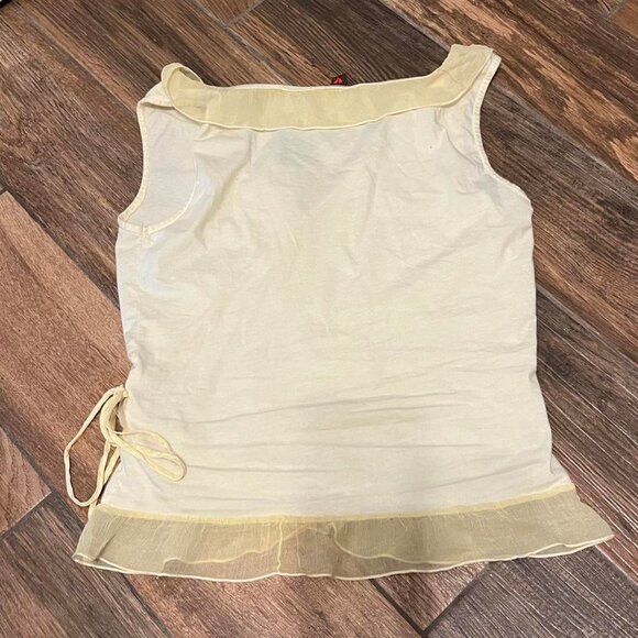 yellow vintage ruffle tank with side tie - Picture 4 of 7
